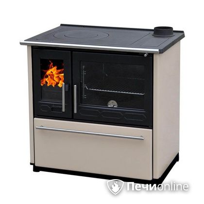 Отопительно-варочная печь Plamen 850 Glas крем труба справа в Архангельске