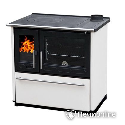 Отопительная печь Plamen 850 Glas белая труба справа в Архангельске