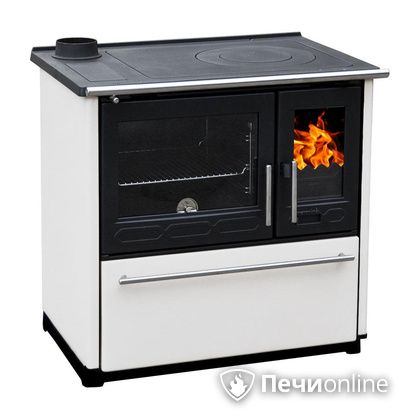 Отопительная печь Plamen 850 Glas белая труба слева в Архангельске