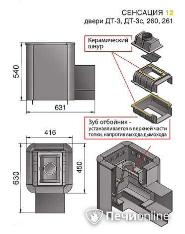 Дровяные печи-каменки Везувий Сенсация 12 Антрацит (ДТ-3С) в Архангельске