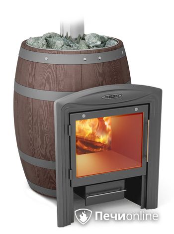 Дровяная банная печь TMF Вариата Inox Витра Баррель палисандр в Архангельске