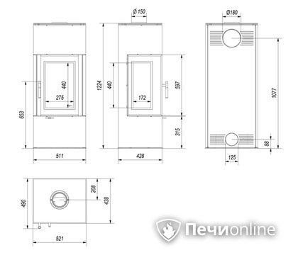 Печь-камин Kratki THOR/VIEW в Архангельске