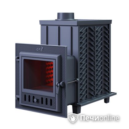 Дровяная банная печь Гефест ЗК-18 (М) чугунная дверца со стеклом закрытая каменка в Архангельске