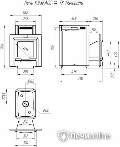 Дровяная банная печь Теплодар Кузбасс-14 ТК Панорама (2018) в Архангельске