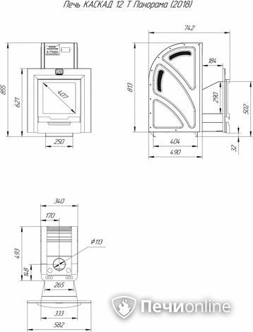 Дровяная банная печь Теплодар Каскад-12 Т Панорама (2018) в Архангельске