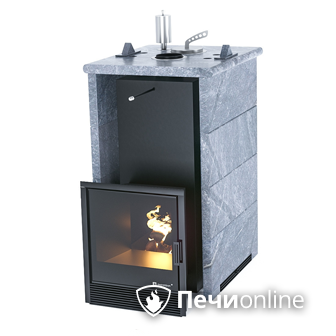 Газовая печь для бани ИзиСтим «Сочи» в трёхстороннем кожухе из талькохлорита в Архангельске