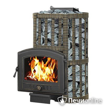 Дровяная банная печь Везувий Ураган Ковка 16 (224) с закрытой каменкой чугун в Архангельске