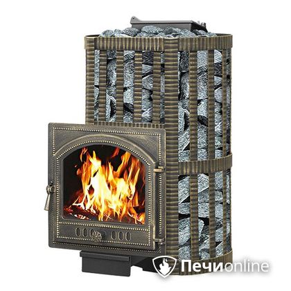 Дровяная банная печь Везувий Ураган Ковка 16 (205) с закрытой каменкой чугун в Архангельске