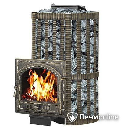 Дровяная банная печь Везувий Ураган Ковка 28  (205) с закрытой каменкой чугун в Архангельске