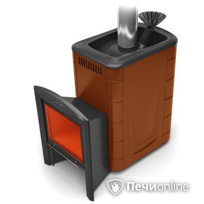 Дровяная банная печь TMF Гейзер 2014 Carbon Витра терракота в Архангельске