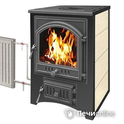 Печь-камин Везувий ПК-01(205) с плитой и теплообменником бежевый в Архангельске