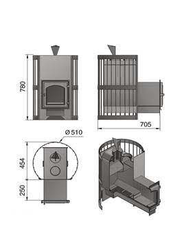 Дровяная банная печь Везувий Скиф Стандарт (ДТ-4С) с парогенератором в Архангельске