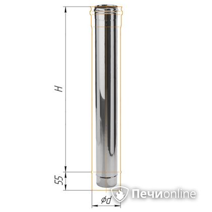 Дымоход Феррум Дымоход нержавейка 08 d-200 L=1м в Архангельске