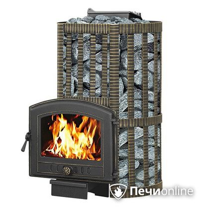 Дровяные печи-каменки Везувий Ураган Ковка 22 (224) с закрытой каменкой чугун в Архангельске