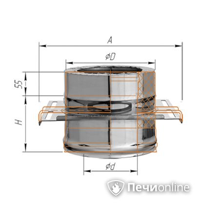 Дымоход Феррум Площадка монтажная  d-120/200 по воде в Архангельске