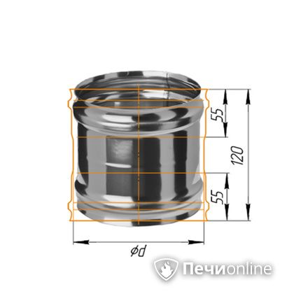 Дымоход Феррум Адаптер ММ для печи нержавеющий 08 d-150 в Архангельске