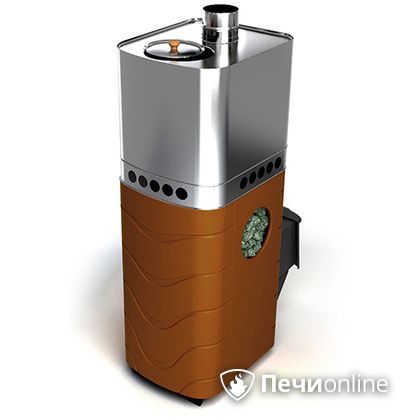 Дровяная банная печь TMF Бирюса 2013 Carbon терракота с закрытой каменкой в Архангельске